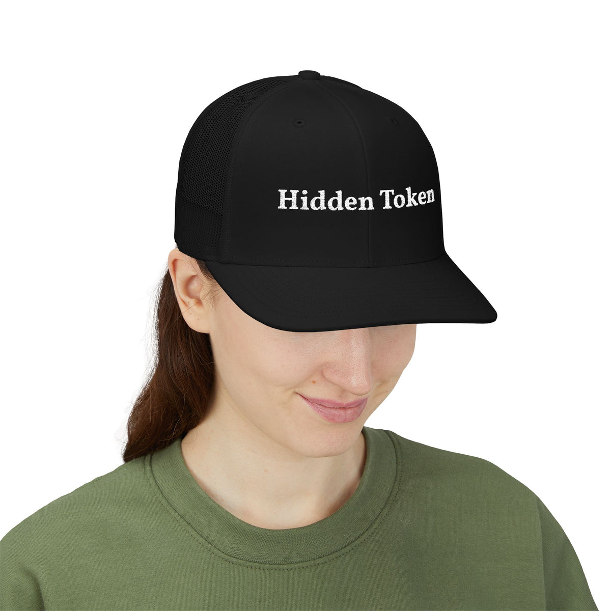 Embroidered Trucker Hat - "Hidden Token" Logo Snapback